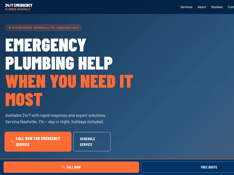 Real sample redesign built by our pipeline for a Nashville emergency plumber